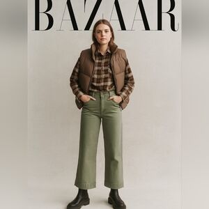 GAP Highrise Wide Leg Ankle length Jeans Olive green Sz 26 /4